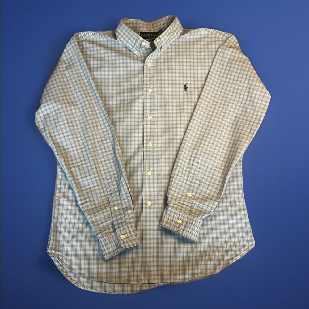 Polo Ralph Lauren Classic Fit Lite Blue Plaid Long Sleeve Button Down sz XXL